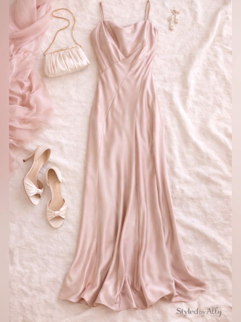 BCBGMaxAzria Blush Satin Slip Dress Formal Gown Size 4